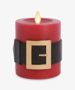 Holiday Red Santa's Belt Flameless Candle Pillar