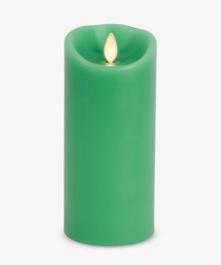 Vibrant Green Flameless Candle Pillar - Scallop Top - 3