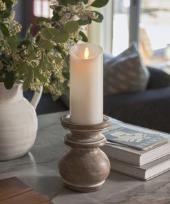 White Flameless Candle Pillar - Scallop Top - 3