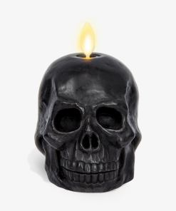 Black Small Flameless Candle Skull