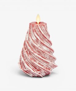 Holiday Red Glitter Swirl Flameless Candle Tree