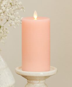 Chalky Linen Mellow Peach Flameless Candle Pillar