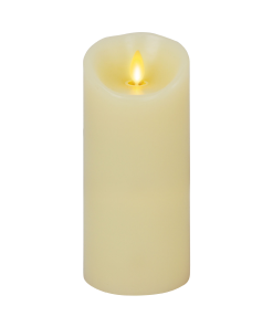 Ivory Flameless Candle Pillar - Scallop Top Vanilla Scented - 3” Width