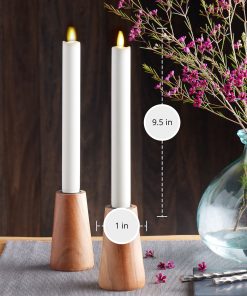 White Flameless Candle Tapers - Melted Top - 9.5