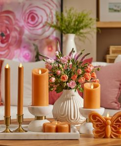 Sunlit Honey Scallop Flameless Candle Pillar