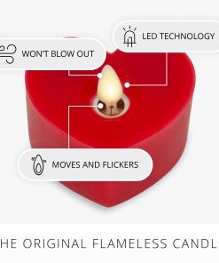 Set of 2 True Red Flameless Candle Heart Tealights