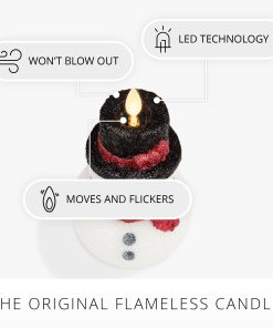 White Glitter Flameless Candle Snowgirl