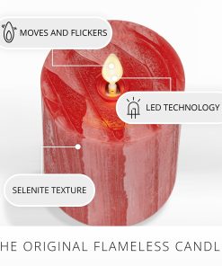Holiday Red Selenite Flameless Candle Pillar