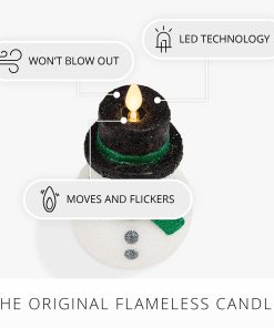 White Glitter Flameless Candle Snowman