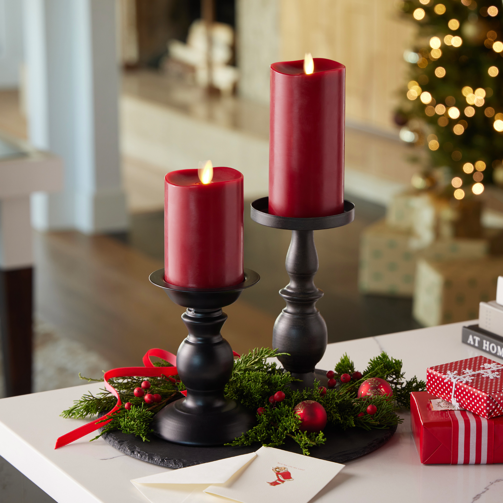 sm-image-f2be8ed166d7f369eca82bc4 Burgundy Flameless Candle Pillar - Melted Top - 3" Width
