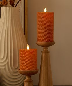 Glitter Marmalade Ribbed Flameless Candle Pillar