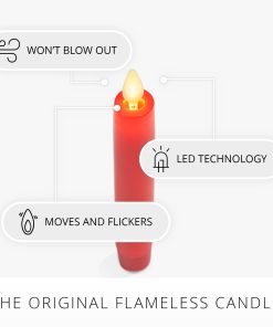 True Red Flameless Candle Tapers - Flat Top - 6.75