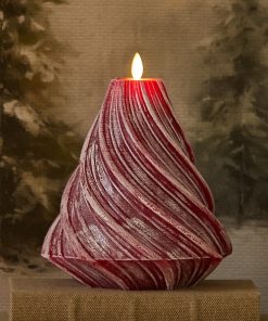 Holiday Red Glitter Swirl Flameless Candle Tree