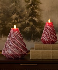Holiday Red Glitter Swirl Flameless Candle Tree