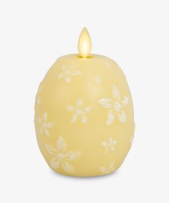 Lemon Chiffon Flameless Candle Floral Egg