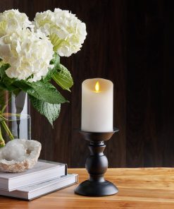 White Flameless Candle Pillar - Scallop Top - 3