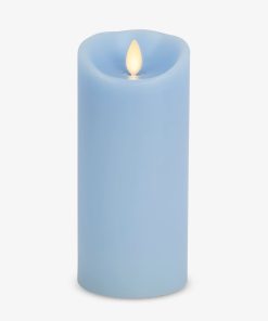 Airy Blue Flameless Candle Pillar - Scallop Top - 3