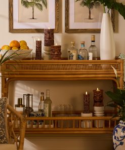 Cherry Mahogany Chalky Fretwork Tiki Flameless Candle Pillar
