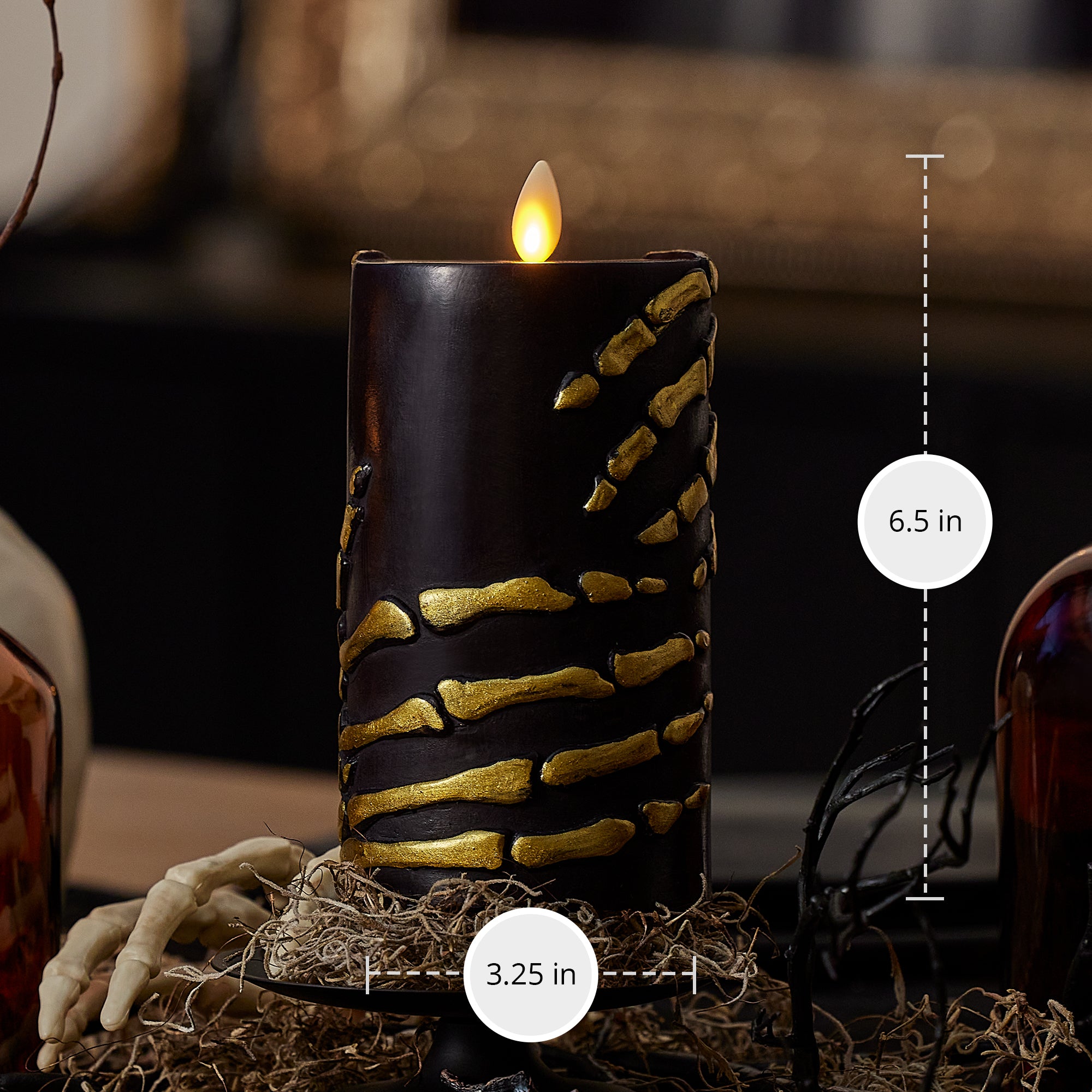 sm-image-f5c1b9d6f6478dd1496b0f64 Black and Gold Skeleton Hands Flameless Candle Pillar
