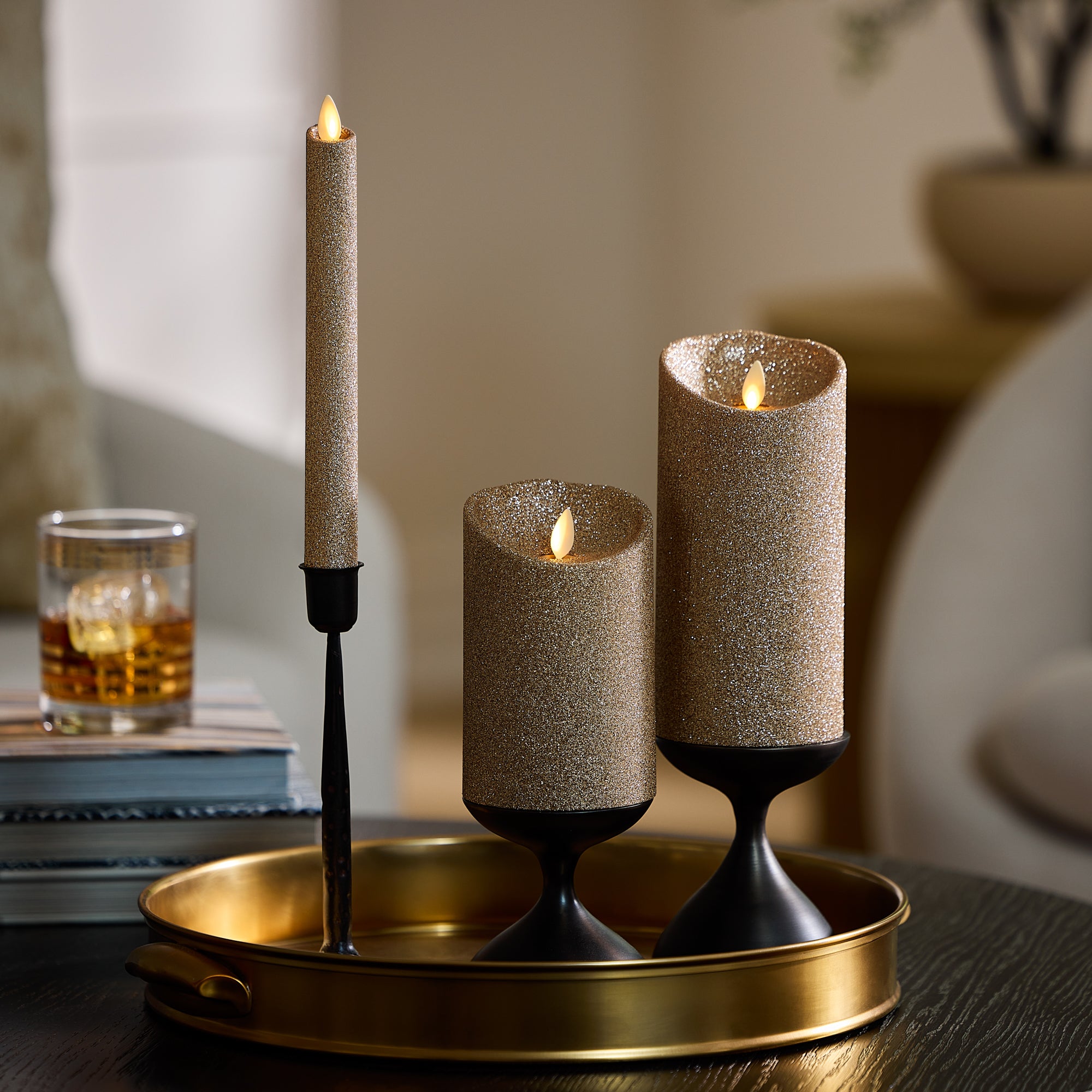 sm-image-f5c260bb30a54a060e3326b7 Champagne Glow Glitter Flameless Candle Taper