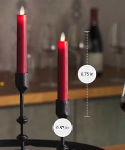 Burgundy Flameless Candle Tapers - Flat Top - 6.75" Height - Set of 2