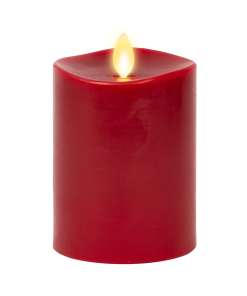 Burgundy Flameless Candle Pillar - Melted Top - 3