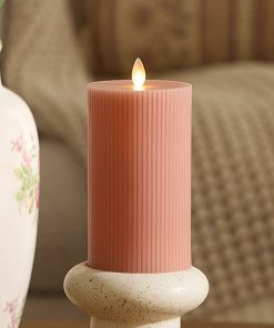 Soft Clay Flameless Candle Ribbed Pillar