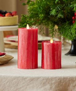 Holiday Red Selenite Flameless Candle Pillar