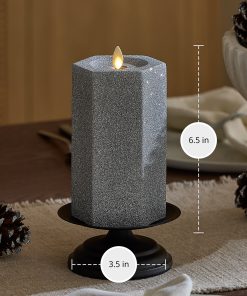 Brilliant Silver Hexagon Flameless Candle Pillar