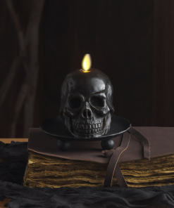 Black Small Flameless Candle Skull