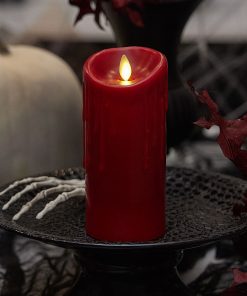 Burgundy Wax Drip Flameless Candle Pillar