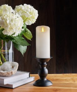 White Flameless Candle Pillar - Scallop Top - 3