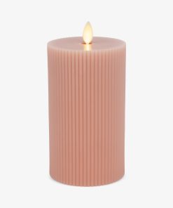 Soft Clay Flameless Candle Ribbed Pillar