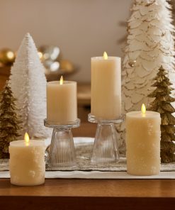 White Swan Embossed Snowflake Flameless Candle Pillar