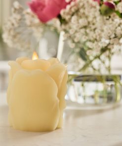 Lemon Chiffon Flameless Candle Rose Bud