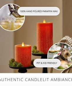 Harvest Pumpkin Seaglass Flameless Candle Pillar