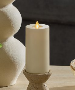 Pearl Ivory Rechargeable Wick To Flame Flameless Candle Pillar