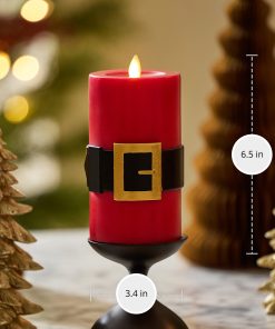 Holiday Red Santa's Belt Flameless Candle Pillar