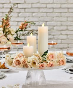 White Flameless Candle Slim Pillar - Recessed Top
