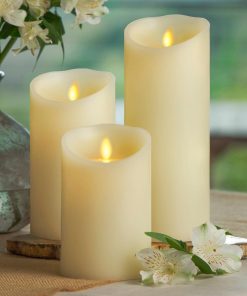 Ivory Flameless Candle Pillar - Scallop Top Vanilla Scented - 3.5” Width