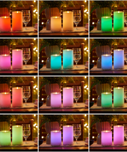 Outdoor Color Changing Flameless Candle Pillar with Remote - Melted Top - 3.75" Width
