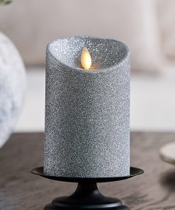 Brilliant Silver Glitter Flameless Candle Pillars