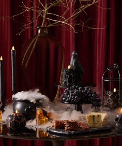 Black Flameless Candle Perching Crow
