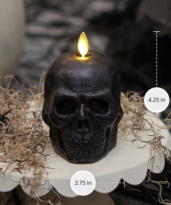Black Small Flameless Candle Skull