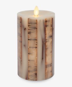 Ivory Embedded Birch and Twigs Flameless Candle Pillar