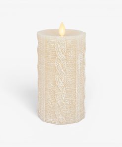 White Swan Sweater Knit Flameless Candle Pillar