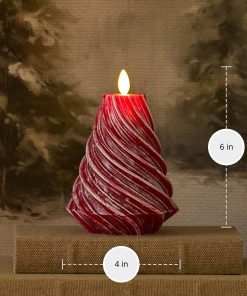 Holiday Red Glitter Swirl Flameless Candle Tree