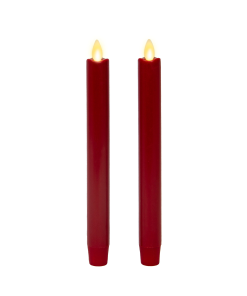 Burgundy Flameless Candle Tapers - Melted Top - 9.5