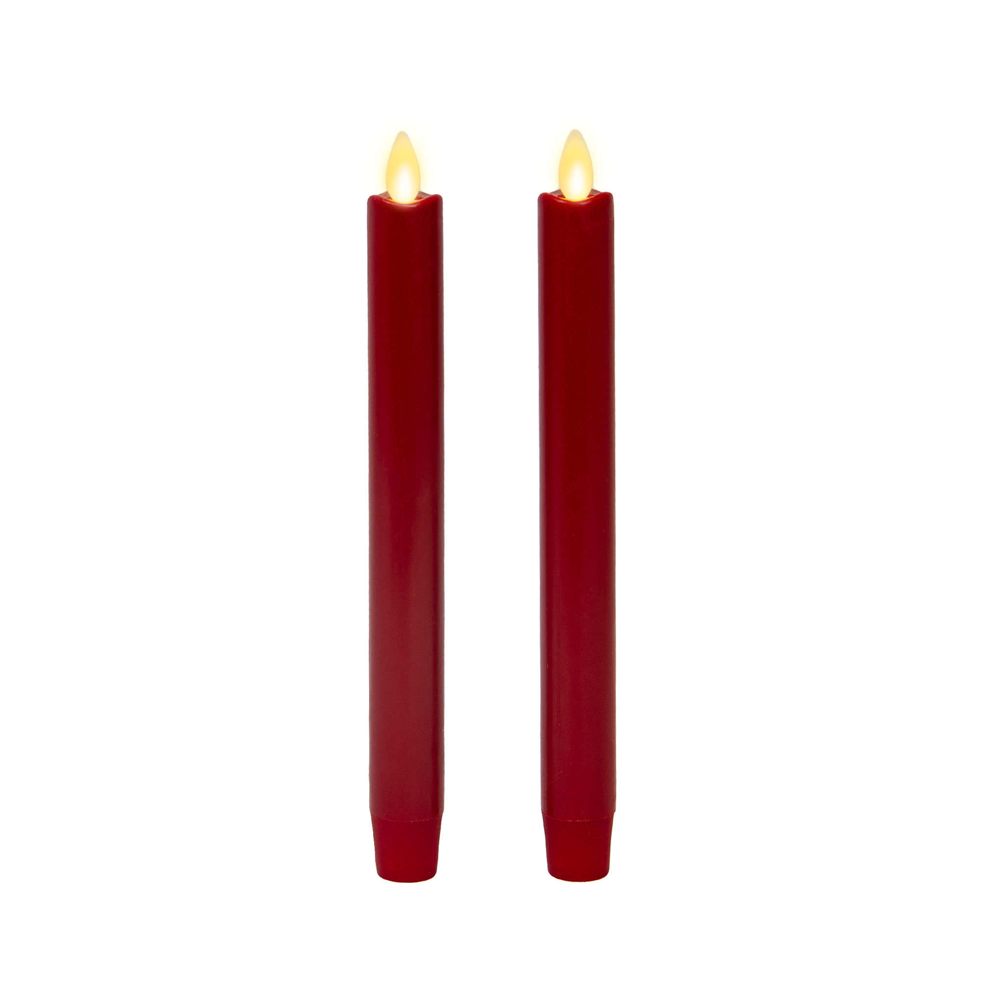 sm-image-ffcedcd541359ddc6457c5d7 Burgundy Flameless Candle Tapers - Melted Top - 9.5" Height - Set of 2